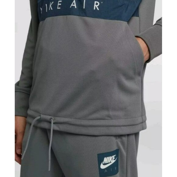LARGE MEN'S NIKE AIR HOODIE JACKET 1/2 ZIP BLUE GRAY JACKET - Picture 4 of 9